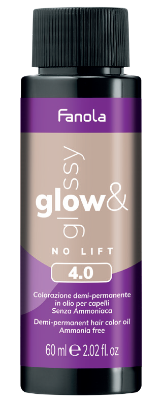 Toner de Par 4.0 Demi-permanent – No Yellow Glow&Glossy Castaniu Mediu 60ml – Fanola