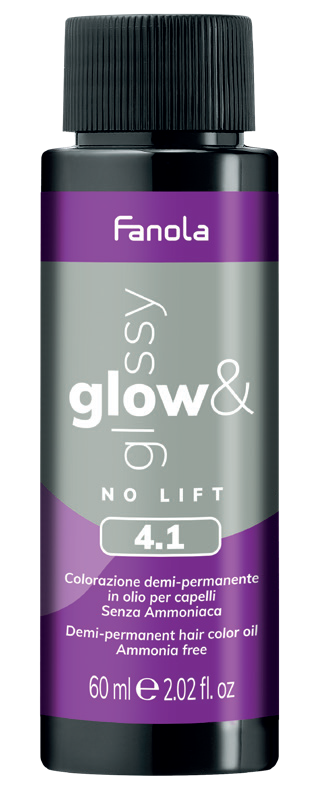 Toner de Par 4.1 Demi-permanent – No Yellow Glow&Glossy Castaniu Cenusiu 60ml – Fanola