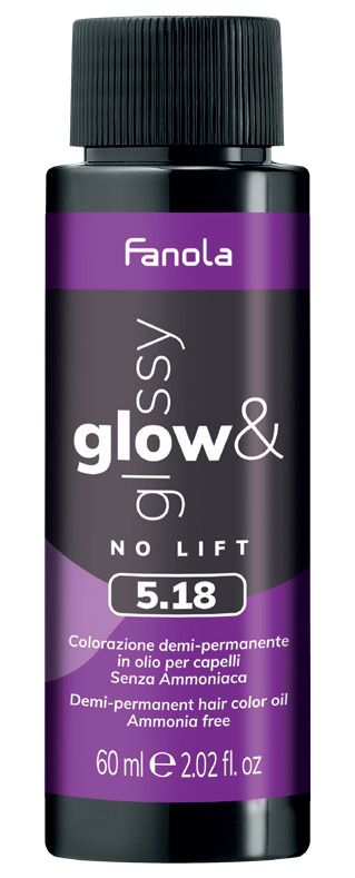 Toner de Par 5.18 Demi-permanent – No Yellow Glow&Glossy Castaniu Cenusiu Mat Deschis 60ml – Fanola