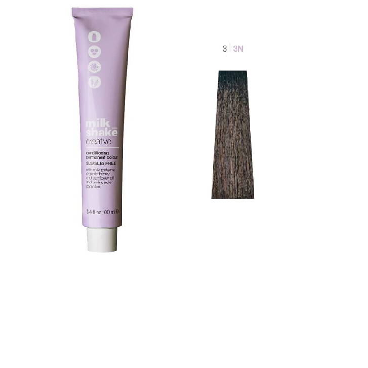Vopsea de Par 3/3N Permanenta - Creative Conditioning Permanent Colour Castaniu Inchis - Milk Shake - HNIcosmetice.ro