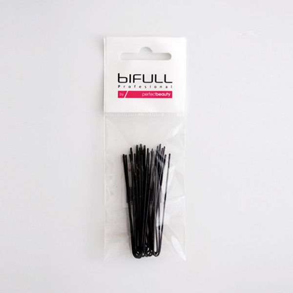 Ace de Coc Metalice Negre Drepte - Horquillas Mono 55mm 20 Buc - Bifull - HNIcosmetice.ro
