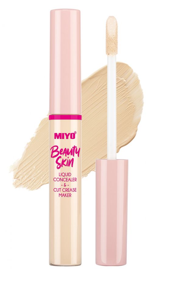 Anticearcan Lichid si Corector pentru Pleoape - Beauty Skin Liquid Concealer&Cut Crease Maker Nr. 02 Hello Yellow - Miyo - HNIcosmetice.ro