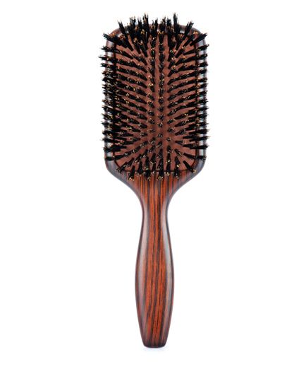 Perie pentru Descalcit Parul din Lemn de Abanos si 100% Par de Mistret - Raqueta Paddle 04 Ebony - Bifull - HNIcosmetice.ro