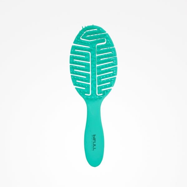Perie pentru Descalcit si Uscat Parul - Skeleton Fluor Leaf Turquoise - Bifull - HNIcosmetice.ro