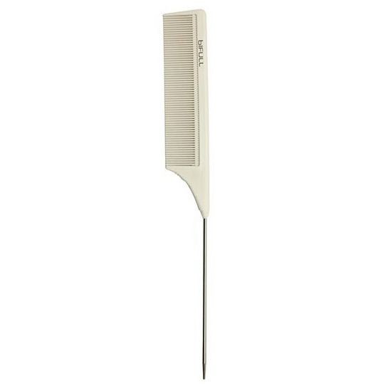Pieptene Alb Flexibil pentru Coafura cu Coada din Metal - Blanco - Pin Tail Comb No. 002 - Bifull - HNIcosmetice.ro