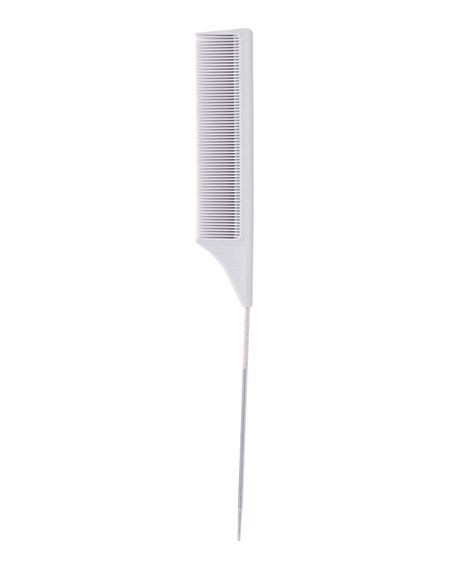 Pieptene din Silicon pentru Coafura cu Coada din Metal - Silicon+Micro Fiber - Pin Tail Comb No. 002 - Bifull - HNIcosmetice.ro
