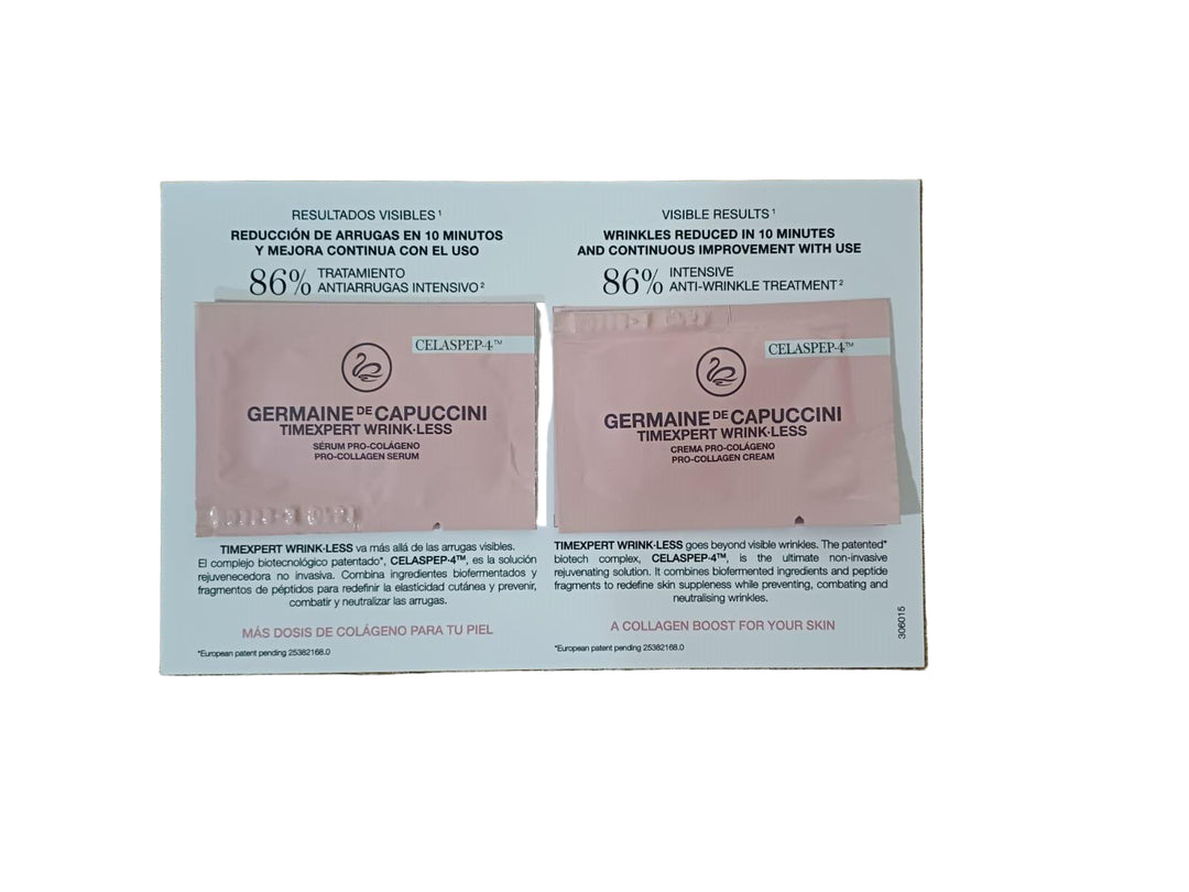 Tester Serum si Crema de Fata cu Colagen si Peptide - Timexpert Wrink-Less Pro-Collagen Cream 2ml + Pro Collagen Serum 2ml - FOC Germaine de Capuccini