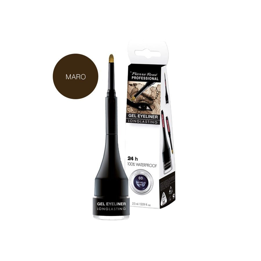 Tus De Ochi Gel Maro - Eyeliner Long Lasting Brown 2.5ml - PIERRE RENE - HNIcosmetice.ro