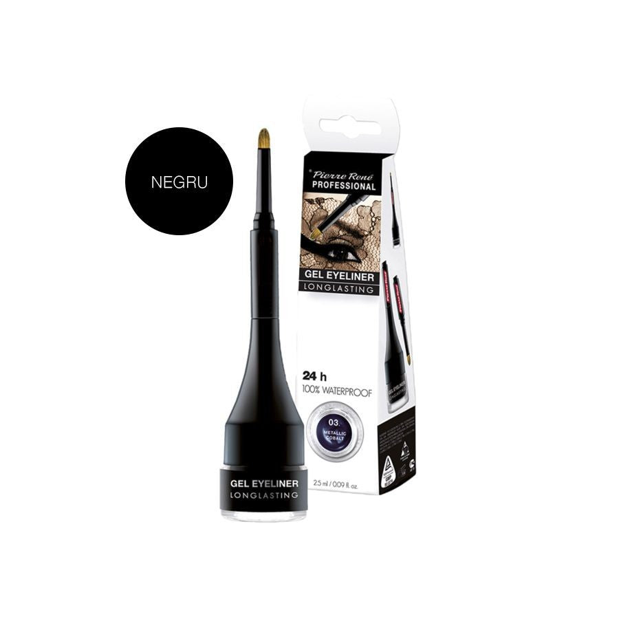 Tus De Ochi Gel Negru - Eyeliner Long Lasting Black 2.5ml - PIERRE RENE - HNIcosmetice.ro