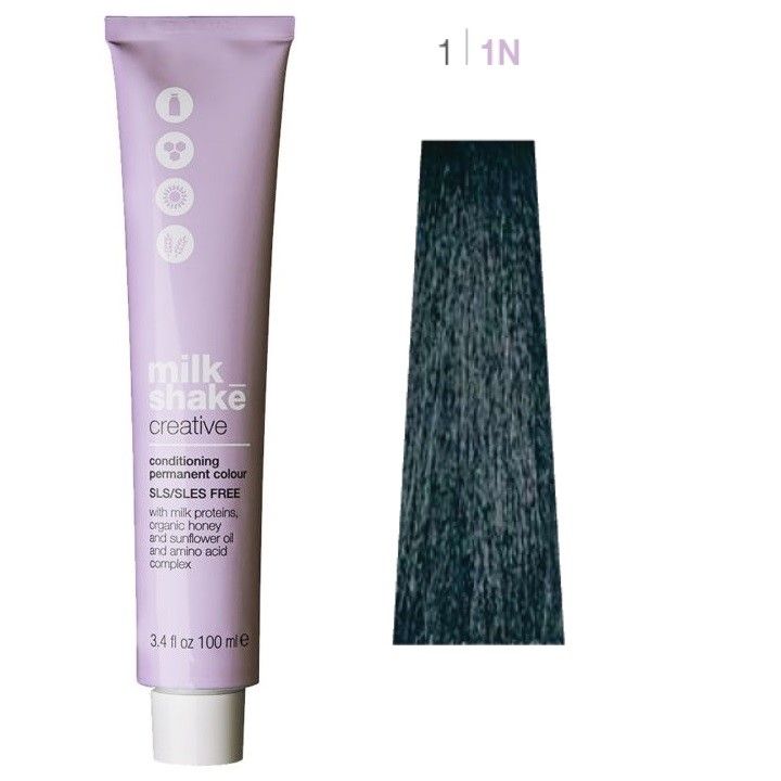 Vopsea de Par 1/1N Permanenta - Creative Conditioning Permanent Colour Negru - Milk Shake - HNIcosmetice.ro