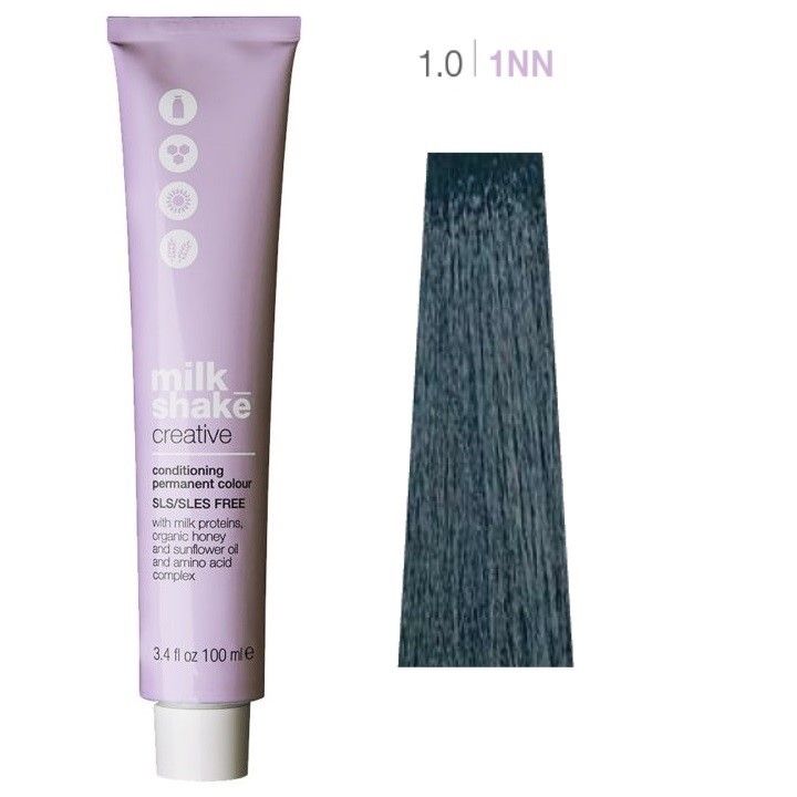 Vopsea de Par 1.0/1NN Permanenta - Creative Conditioning Permanent Colour Negru Natural Intens - Milk Shake - HNIcosmetice.ro
