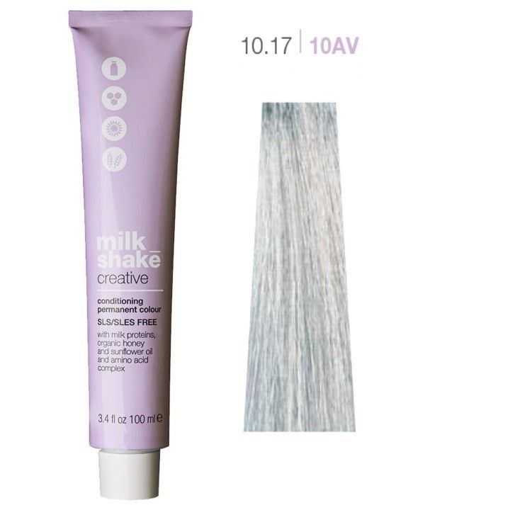 Vopsea de Par 10.17/10AV Permanenta - Creative Conditioning Permanent Colour Blond Cenusiu Violet Platinat - Milk Shake