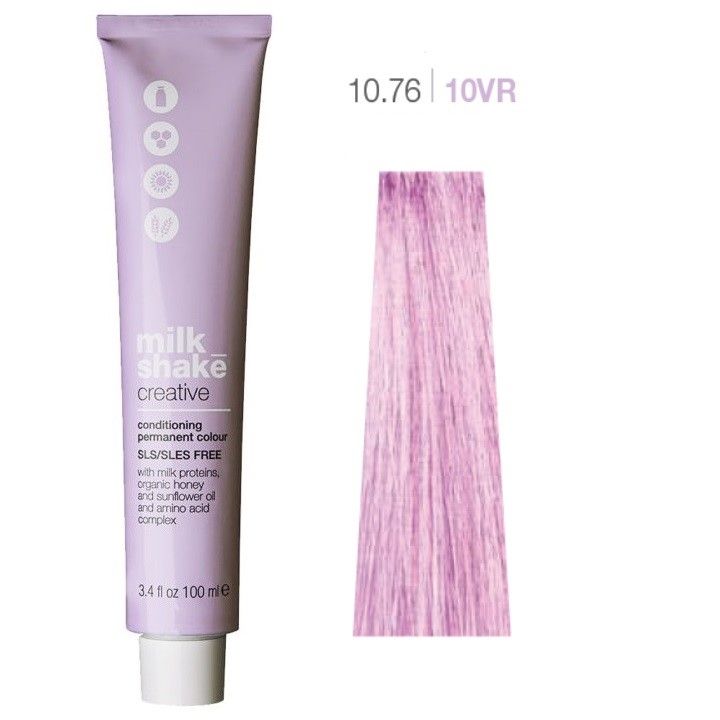 Vopsea de Par 10.76/10VR Permanenta - Creative Conditioning Permanent Colour Blond Roscat Violet Platinat - Milk Shake - HNIcosmetice.ro
