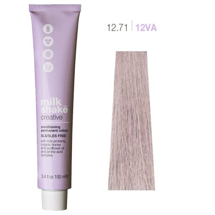 Vopsea de Par 12.71/12VA Permanenta - Creative Conditioning Permanent Colour Cenusiu Violet - Milk Shake - HNIcosmetice.ro