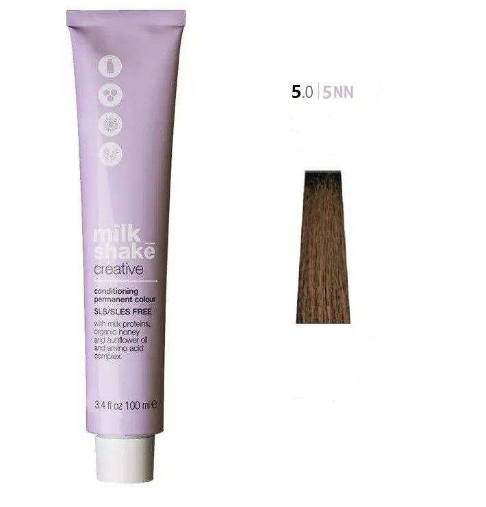 Vopsea de Par 5.0/5NN Permanenta - Creative Conditioning Permanent Colour Castaniu Intens Deschis - Milk Shake - HNIcosmetice.ro