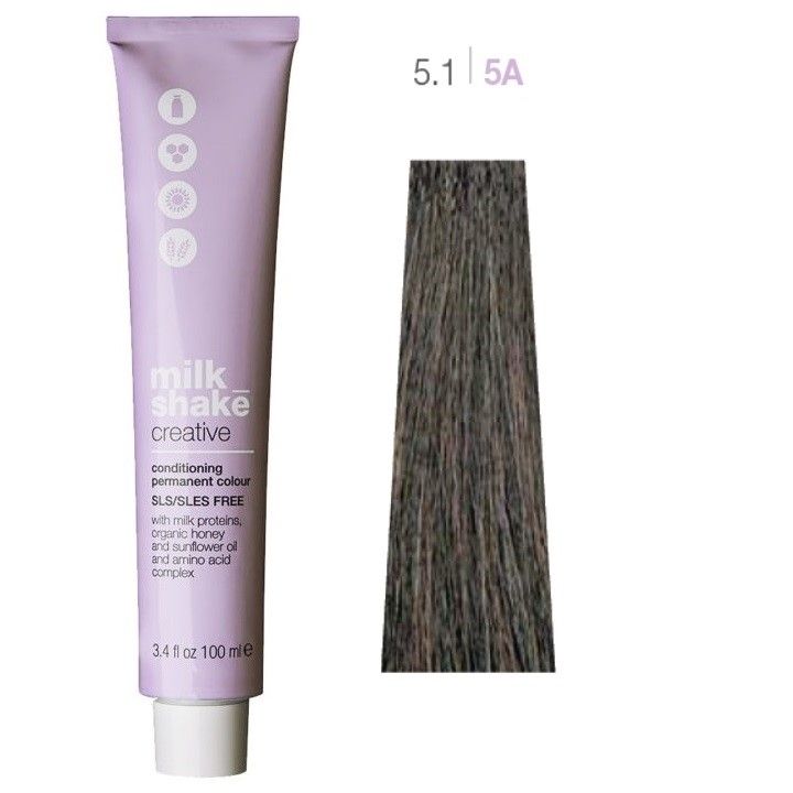 Vopsea de Par 5.1/5A Permanenta - Creative Conditioning Permanent Colour Castaniu Cenusiu Deschis - Milk Shake - HNIcosmetice.ro