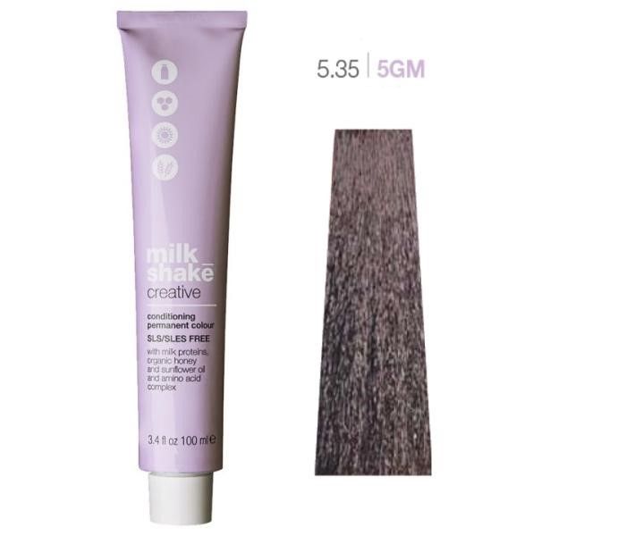 Vopsea de Par 5.35/5GM Permanenta - Creative Conditioning Permanent Colour Castaniu Auriu Aramiu Deschis - Milk Shake - HNIcosmetice.ro
