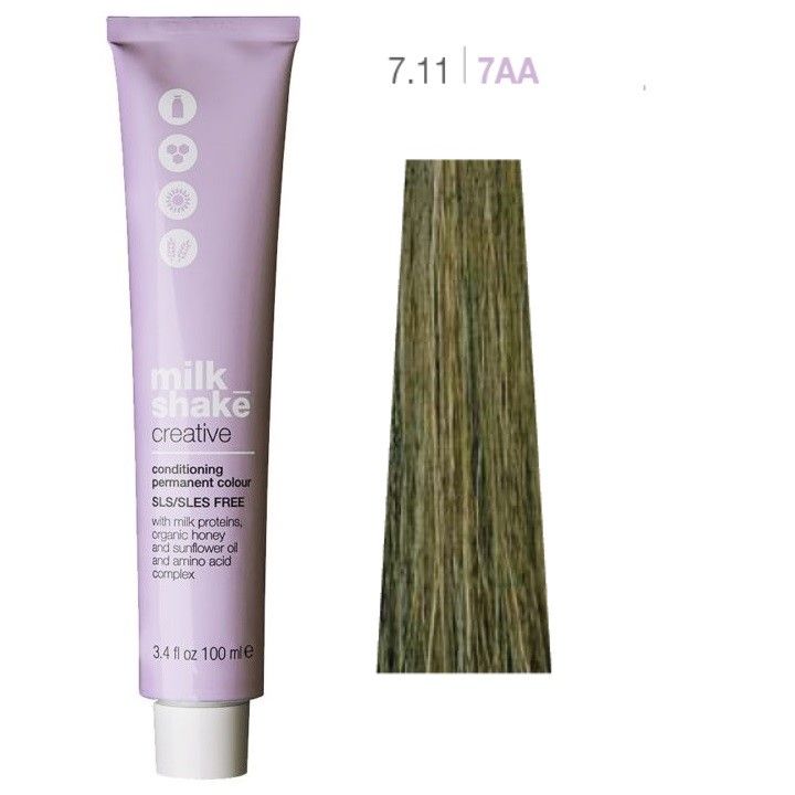 Vopsea de Par 7.11/7AA Permanenta - Creative Conditioning Permanent Colour Blond Cenusiu Intens Mediu - Milk Shake - HNIcosmetice.ro
