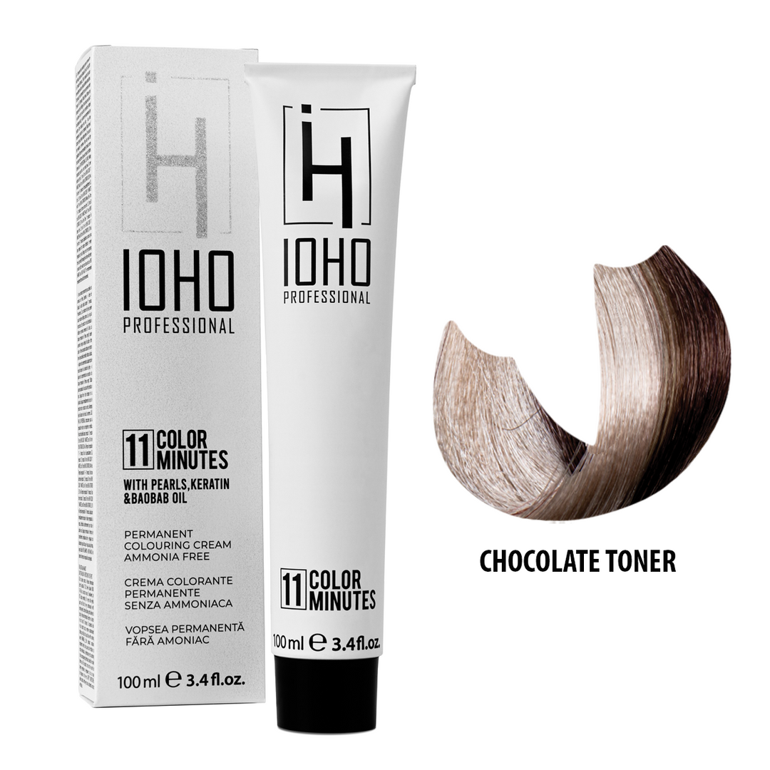 Vopsea de Par Toner Ciocolatiu Permanenta Fara Amoniac - Color 11 Minutes Chocolate Toner - Ioho Professional - HNIcosmetice.ro