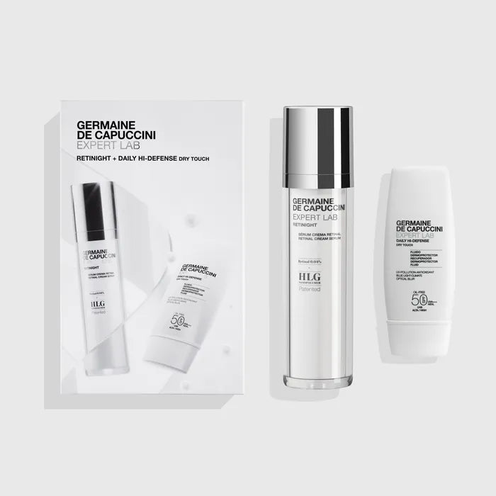 Set de Fata cu Retinol si Crema cu Factor de Protectie Solara SPF 50+ - Expert Lab Retinight+Daily Hi-Defense Dry Touch Promo Set - PP Germaine de Capuccini