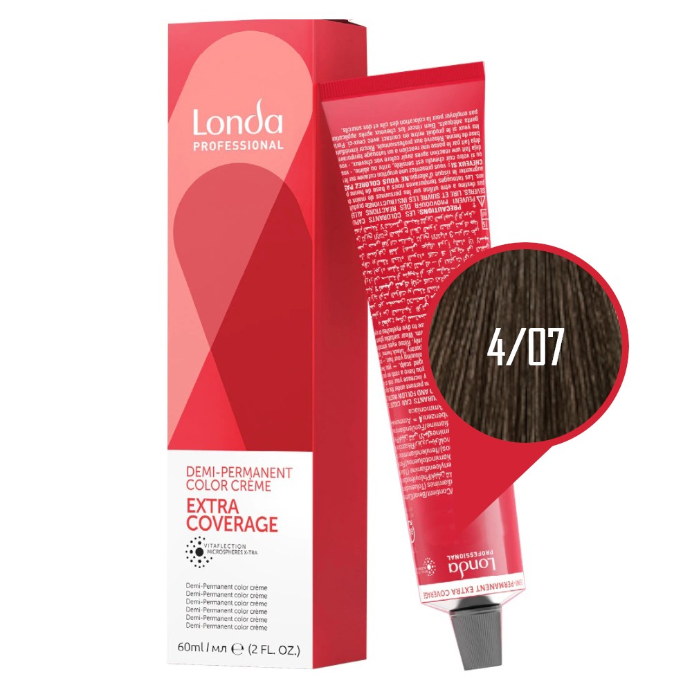 Vopsea de Par 4/07 Demi-Permanenta - Londacolor Castaniu Mediu Natural 60ml - Londa