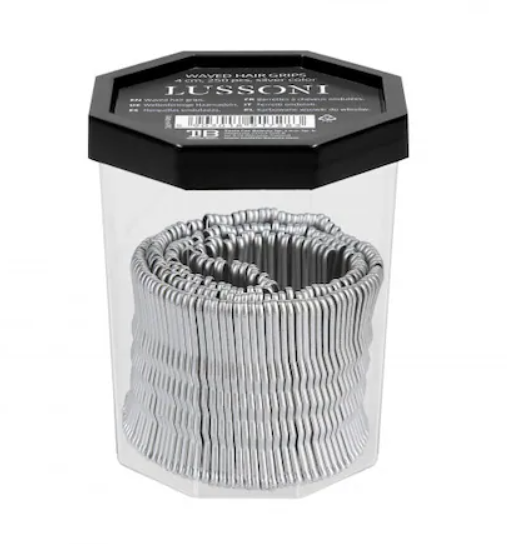 Agrafe de Par Metalice Argintii Ondulate - Waved Hair Grips Silver Color 4cm 250 Buc - Lussoni - HNIcosmetice.ro