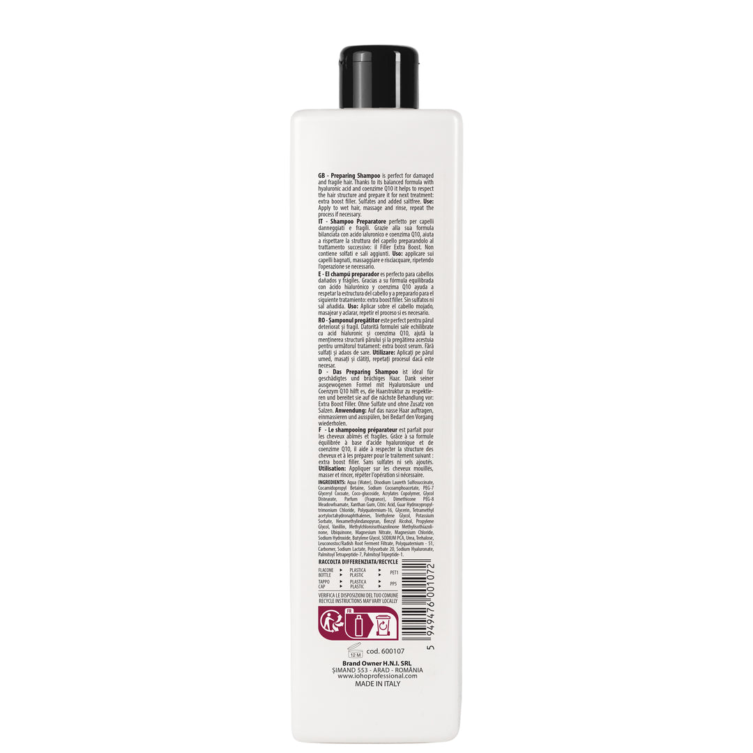 Sampon Pregatitor pentru Volum si Reconstructie - Boostfill Filling Preparation Shampoo pH 6.0-6.5 1000ml - Ioho Professional