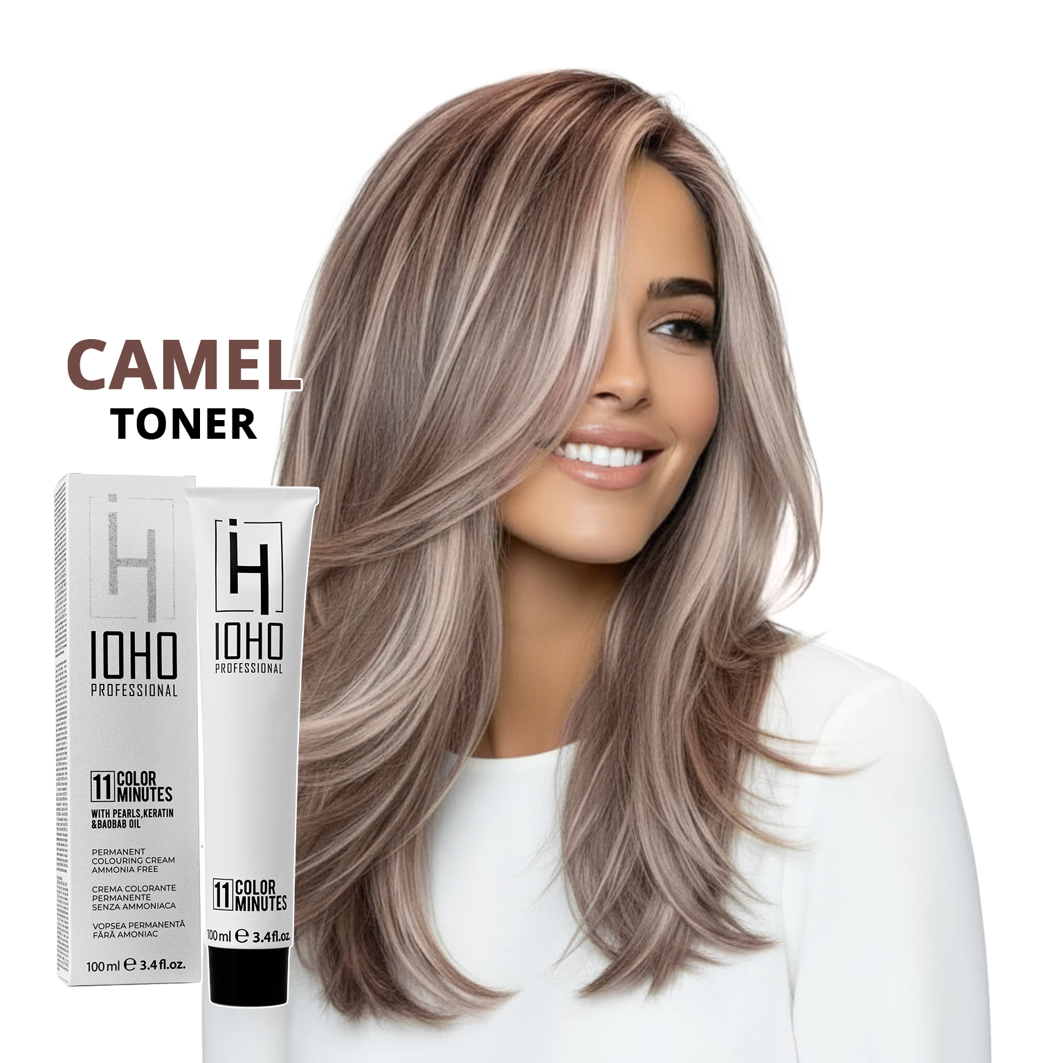 Vopsea de Par Toner Bej Permanenta Fara Amoniac - Color 11 Minutes Camel Toner - IOHO Professional