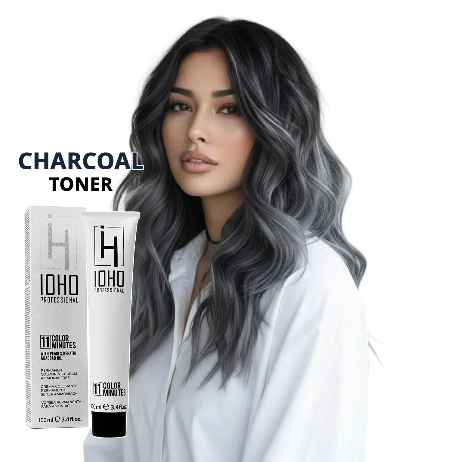 Vopsea de Par Toner Gri Antracit Permanenta Fara Amoniac - Color 11 Minutes Charcoal Toner - Ioho Professional