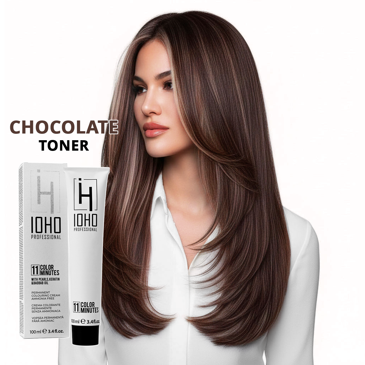 Vopsea de Par Toner Ciocolatiu Permanenta Fara Amoniac - Color 11 Minutes Chocolate Toner - Ioho Professional