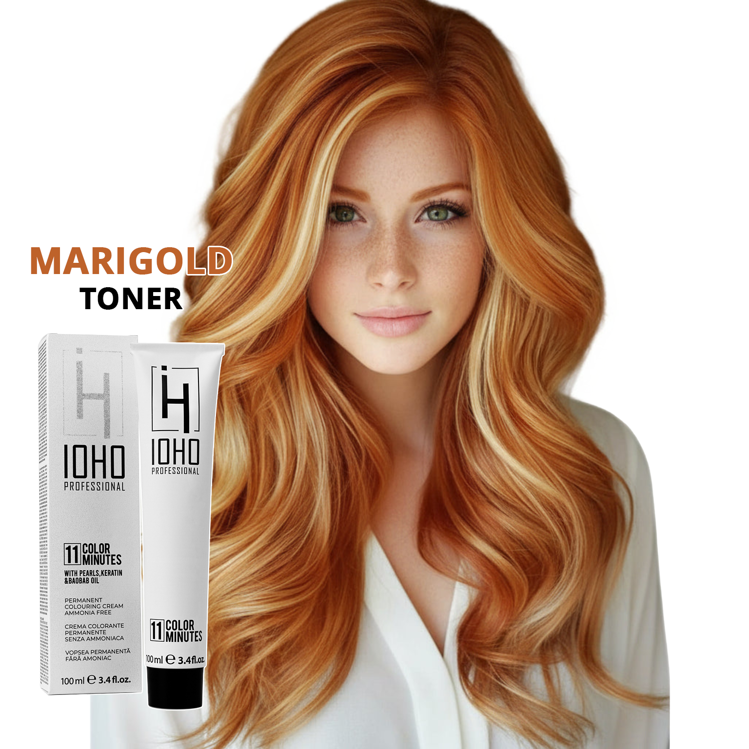 Vopsea de Par Toner Portocaliu Permanenta Fara Amoniac - Color 11 Minutes Marigold Toner - Ioho Professional