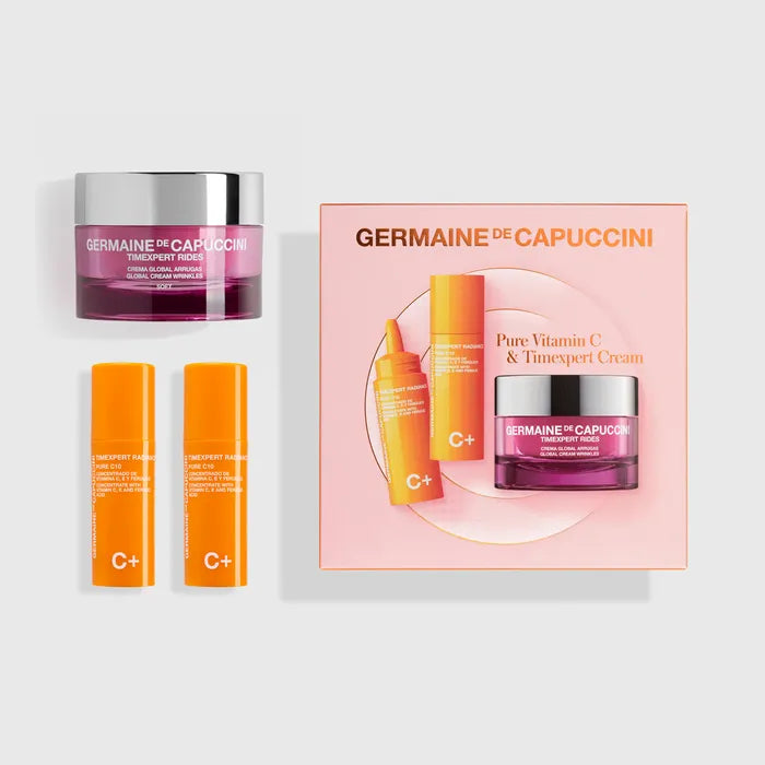Set Facial Antioxidant si Antirid cu Vitamina C - Timexpert Radiance C+ Timexpert Rides Concentrate Pure C10 15ml + Global Cream Wrinkles Soft 50ml Set - PP Germaine de Capuccini