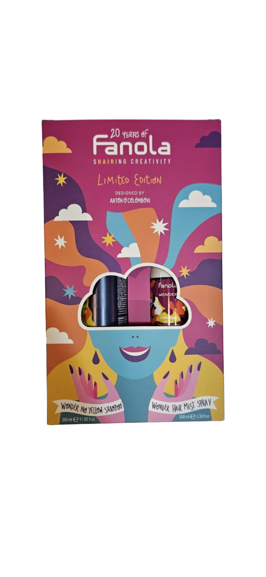 Set Aniversar Șampon și Spray de Păr Anti-Galben - Kit Ediție Limitată 20 Ani Șampon Wonder No Yellow 350 ml + Spray de Păr 100 ml - Fanola