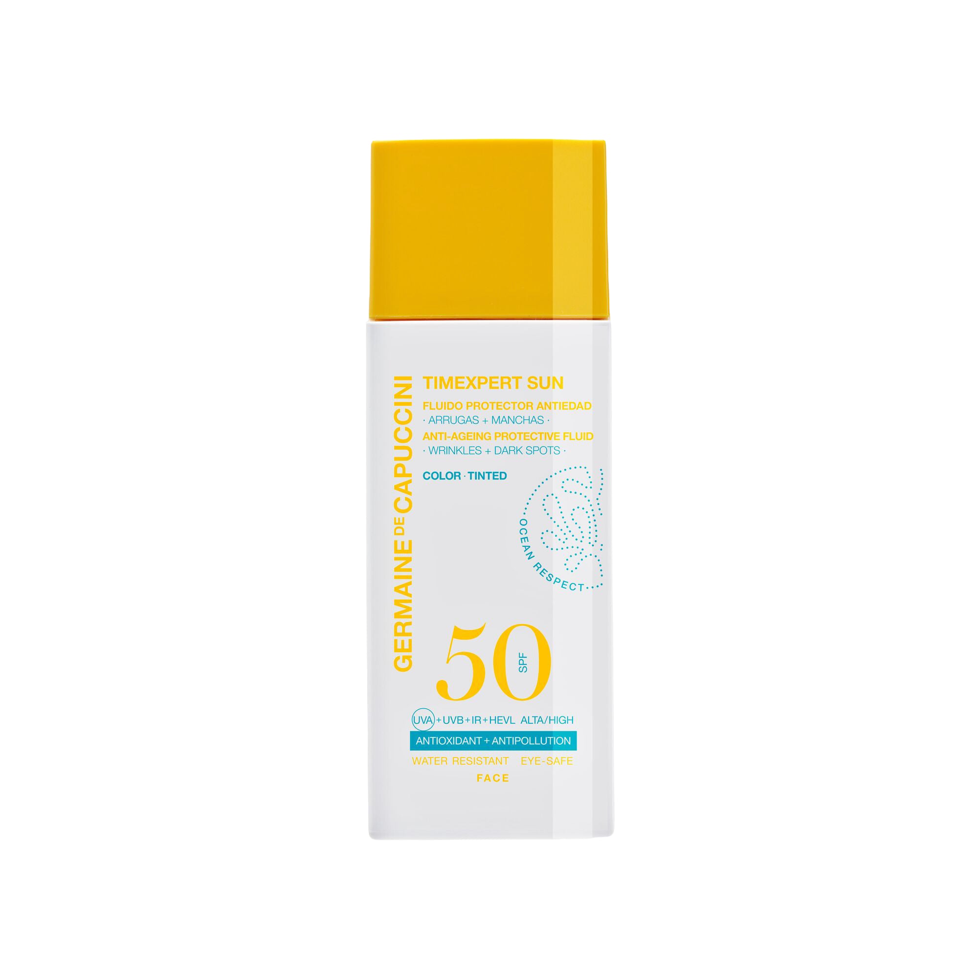 Fluid Protector Anti-imbatranire Colorat SPF 50 - Timexpert Sun Anti-Ageing Protective Fluid 50ml - PP Germaine de Capuccini