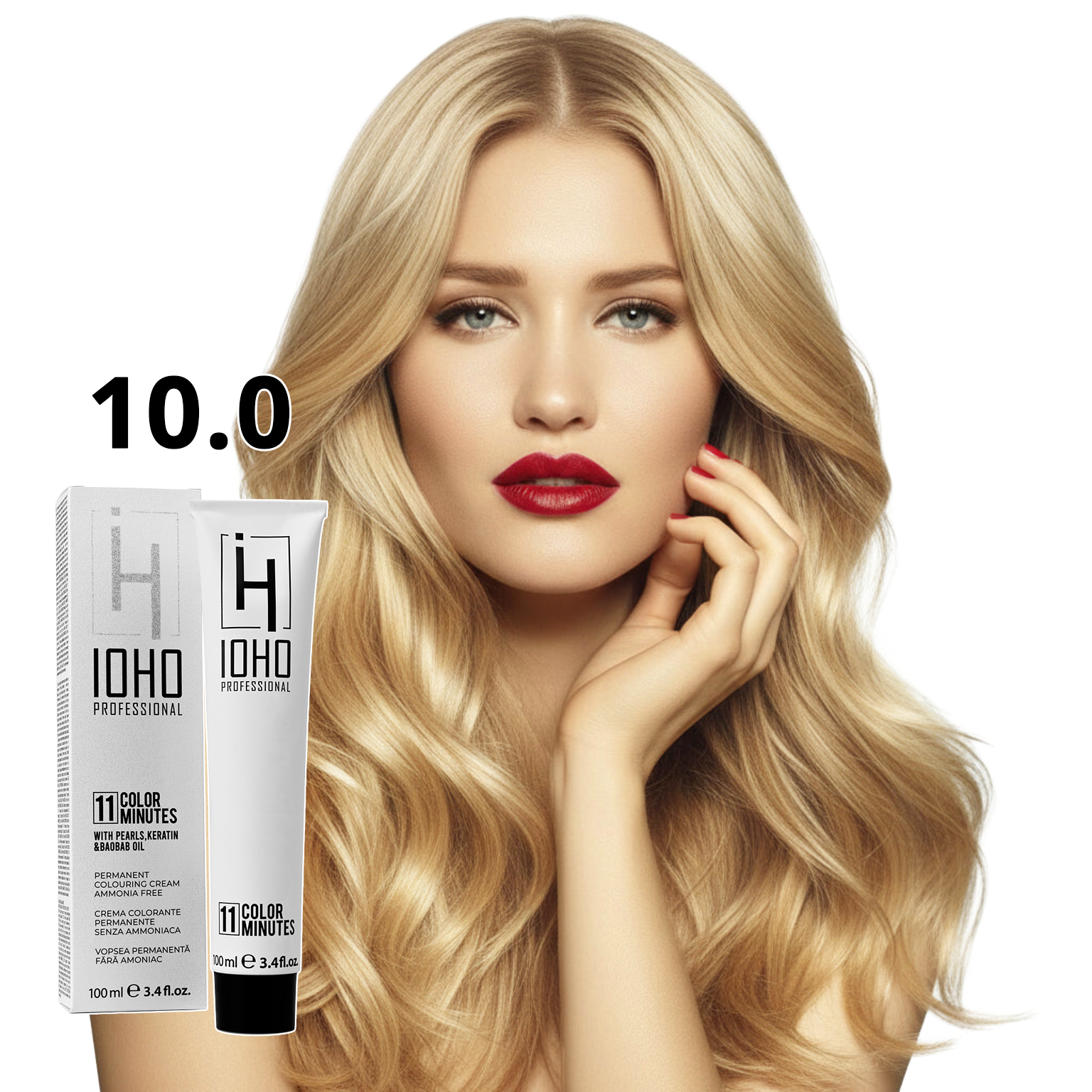 Vopsea de Par 10.0 Permanenta Fara Amoniac - Color 11 Minutes Blond Foarte Deschis Extra - Ioho Professional