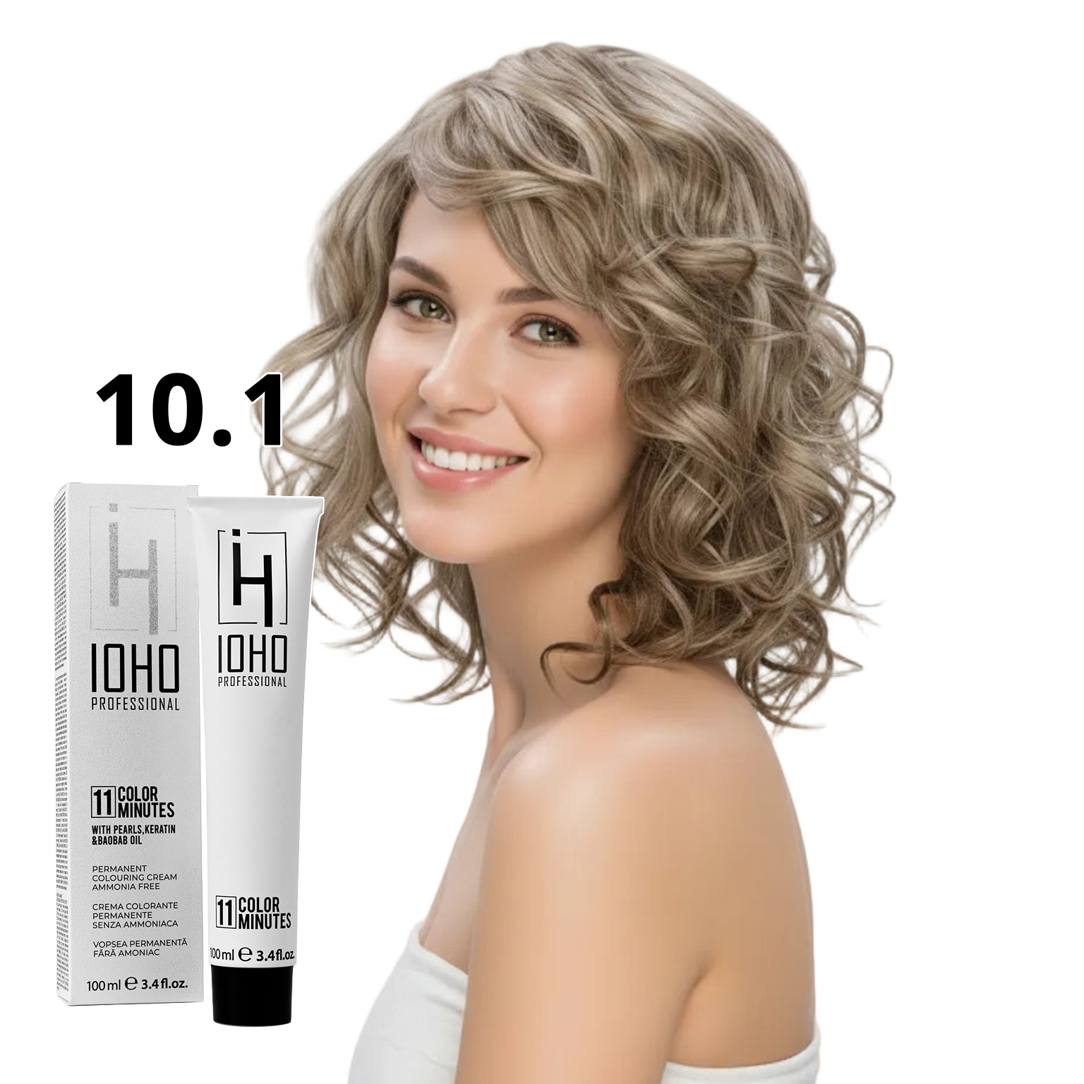 Vopsea de Par 10.1 Permanenta Fara Amoniac - Color 11 Minutes Blond Cenusiu Foarte Deschis Extra - Ioho Professional