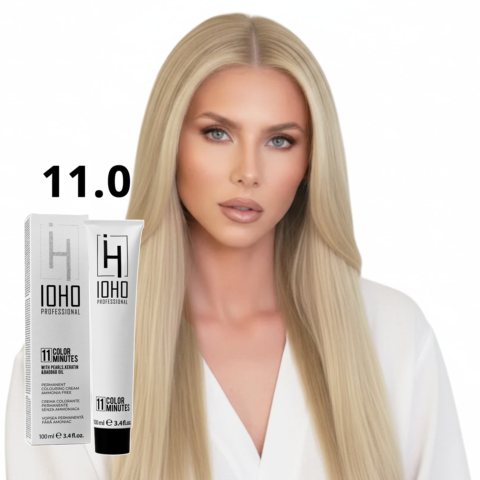 Vopsea de Par 11.0 Permanenta Fara Amoniac - Color 11 Minutes Blond Platinat Super Deschis - Ioho Professional