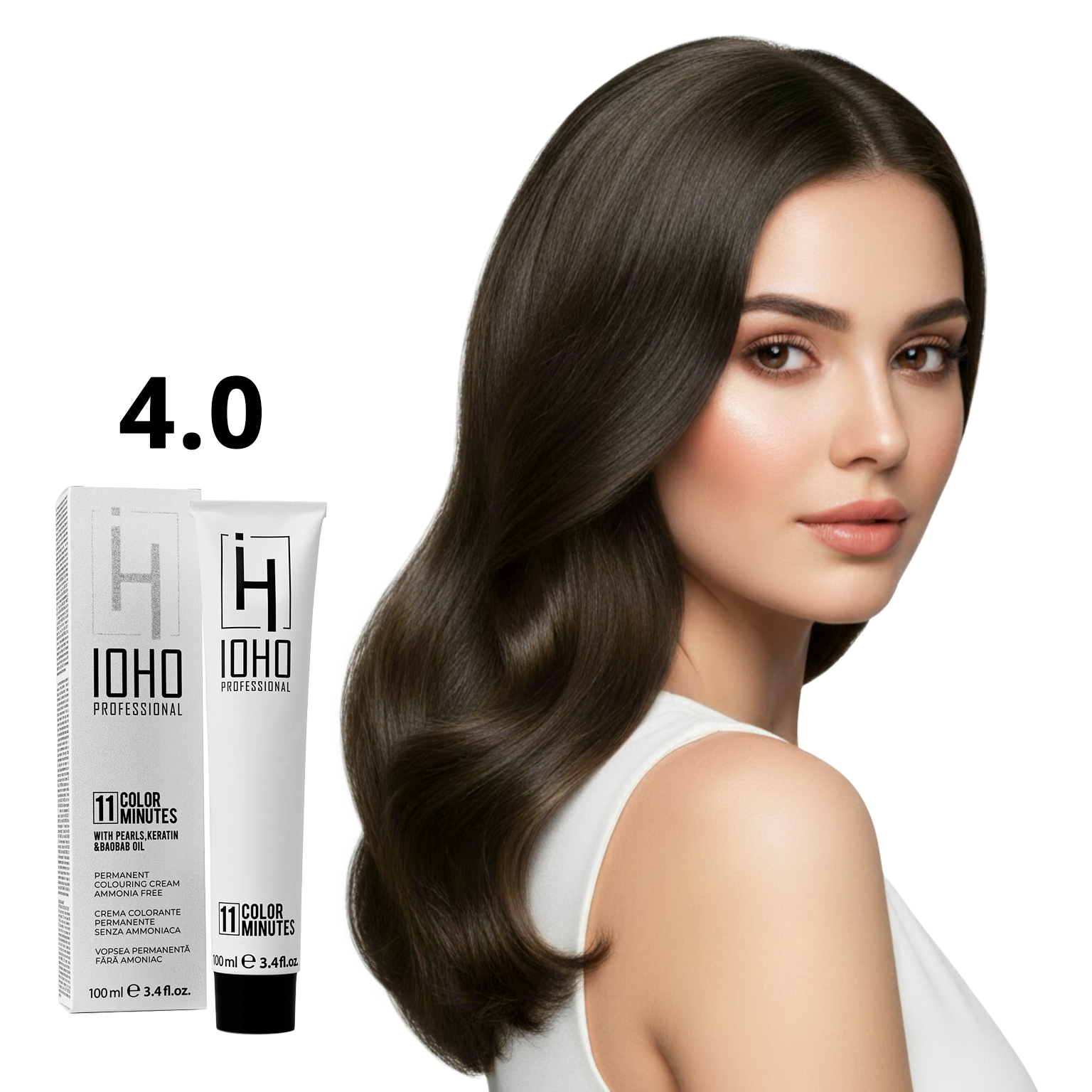 Vopsea de Par 4.0 Permanenta Fara Amoniac - Color 11 Minutes Castaniu - Ioho Professional
