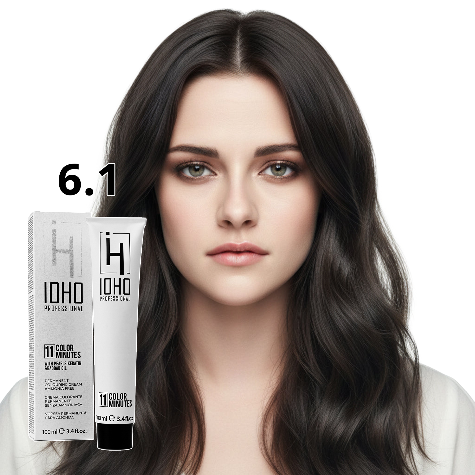 Vopsea de Par 6.1 Permanenta Fara Amoniac - Color 11 Minutes Blond Cenusiu Inchis - Ioho Professional