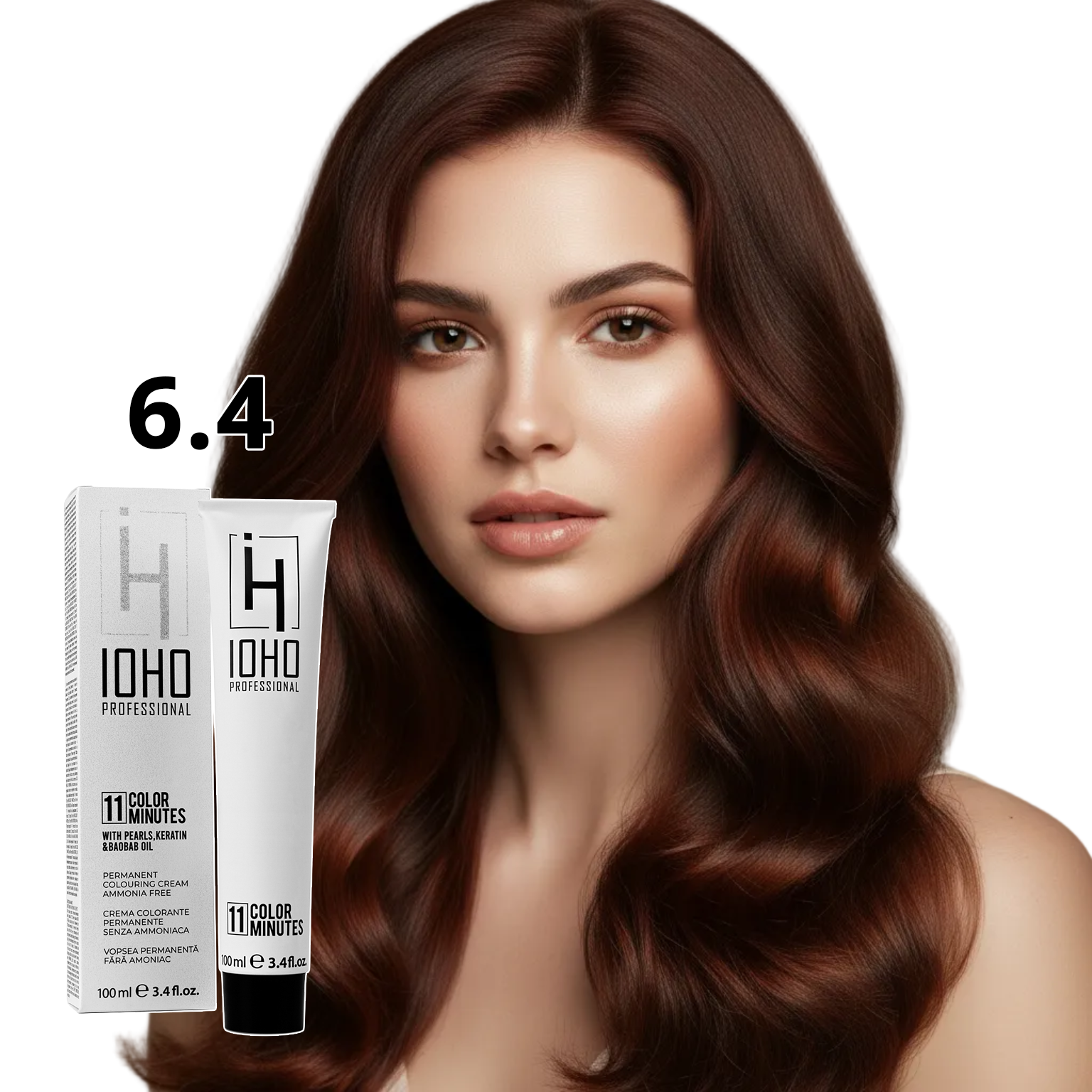 Vopsea de Par 6.4 Permanenta Fara Amoniac - Color 11 Minutes Blond Aramiu Inchis - Ioho Professional