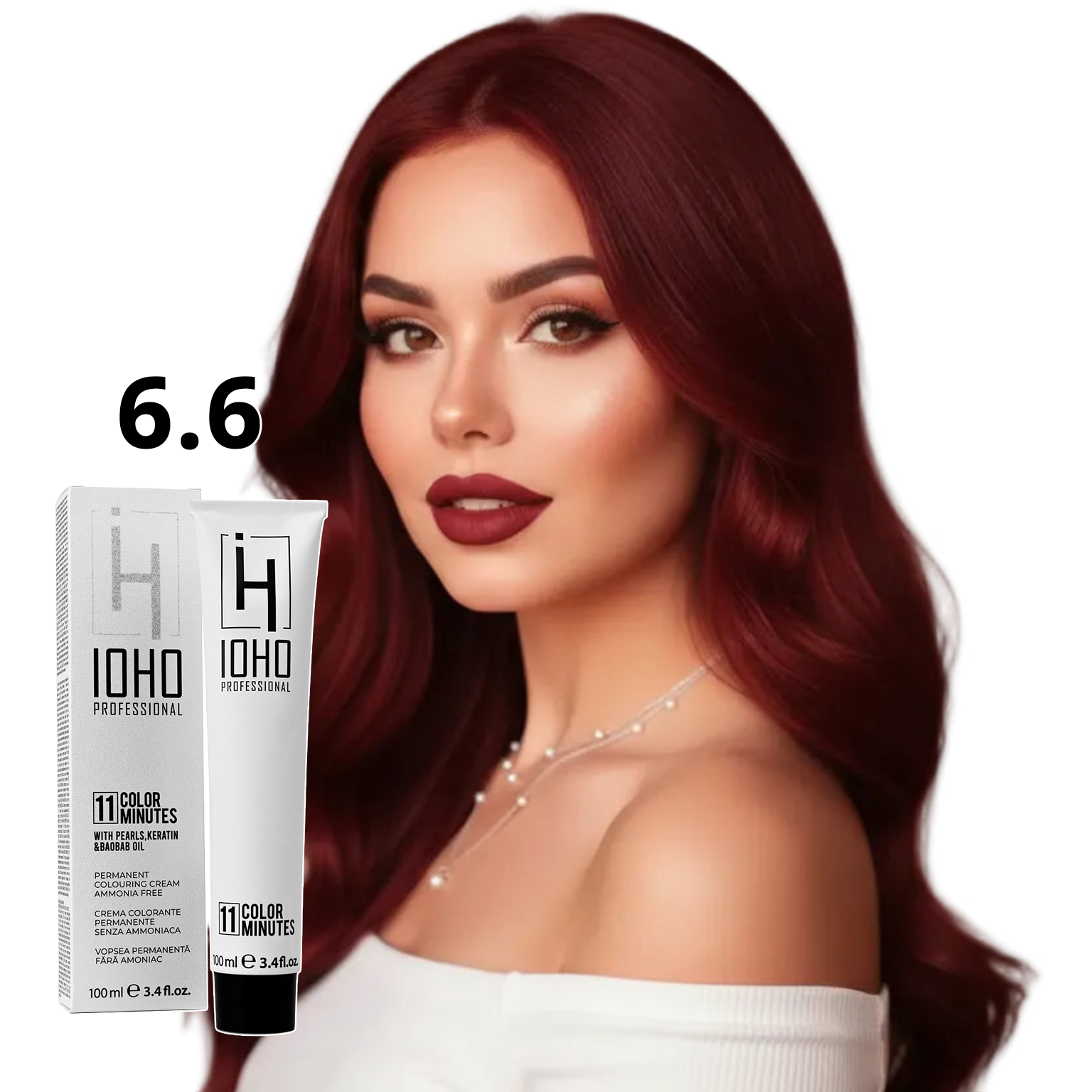 Vopsea de Par 6.6 Permanenta Fara Amoniac - Color 11 Minutes Blond Rosu Inchis - Ioho Professional