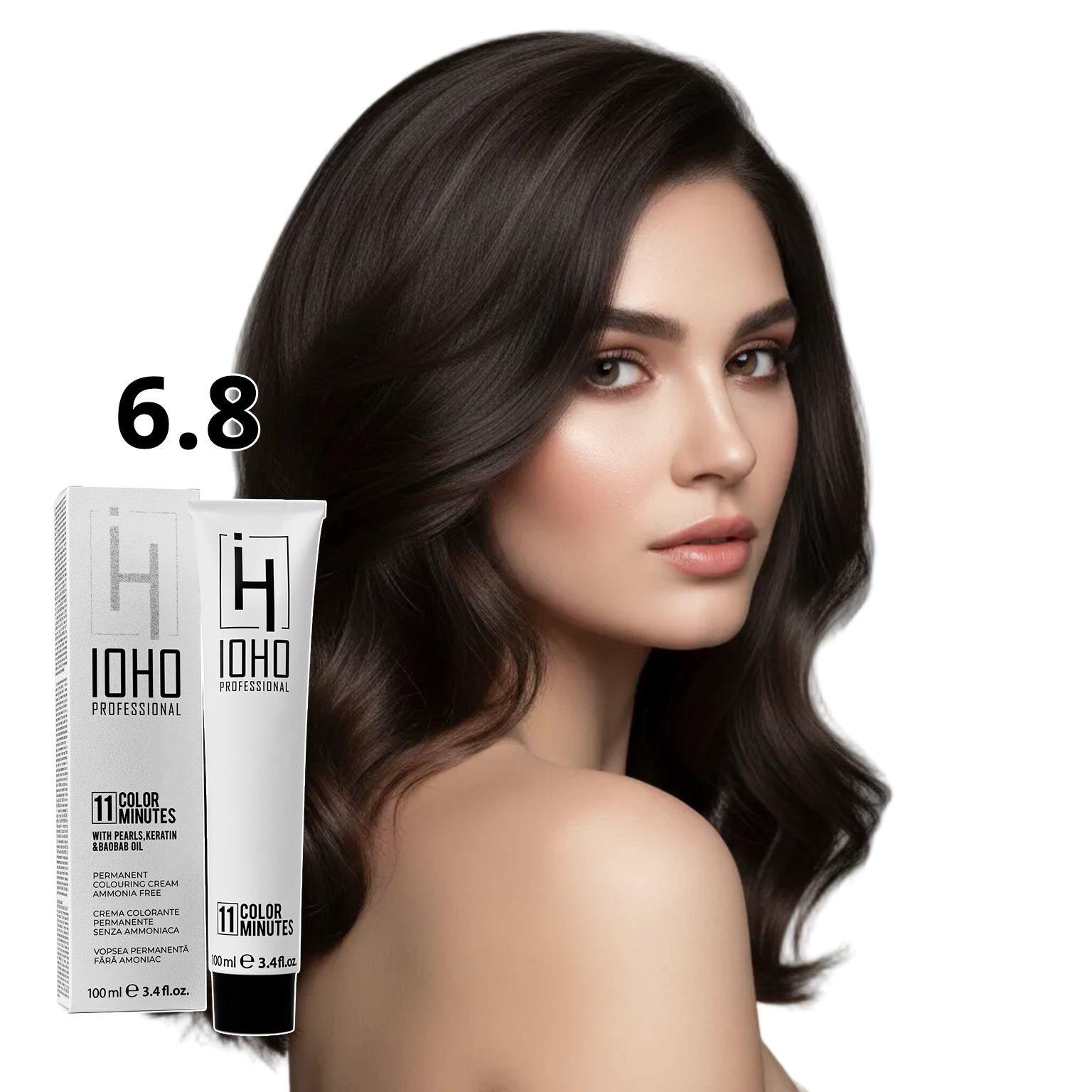 Vopsea de Par 6.8 Permanenta Fara Amoniac - Color 11 Minutes Blond Bej Inchis - IOHO Professional