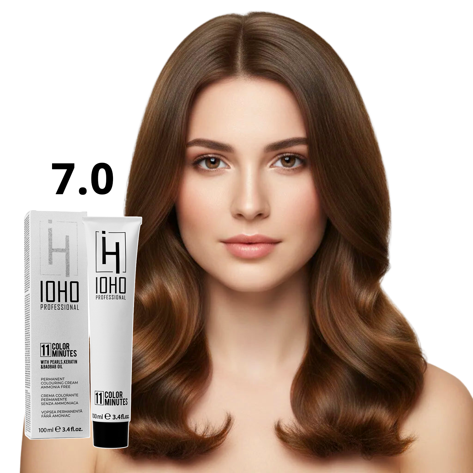 Vopsea de Par 7.0 Permanenta Fara Amoniac - Color 11 Minutes Blond - Ioho Professional