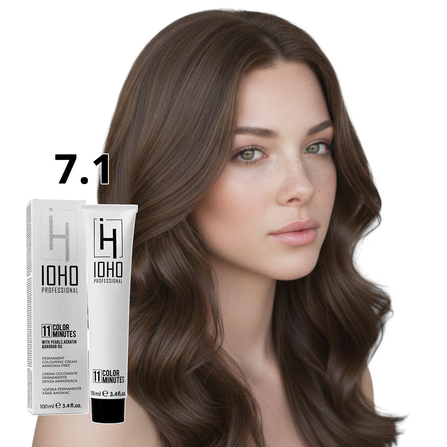 Vopsea de Par 7.1 Permanenta Fara Amoniac - Color 11 Minutes Blond Cenusiu - Ioho Professional