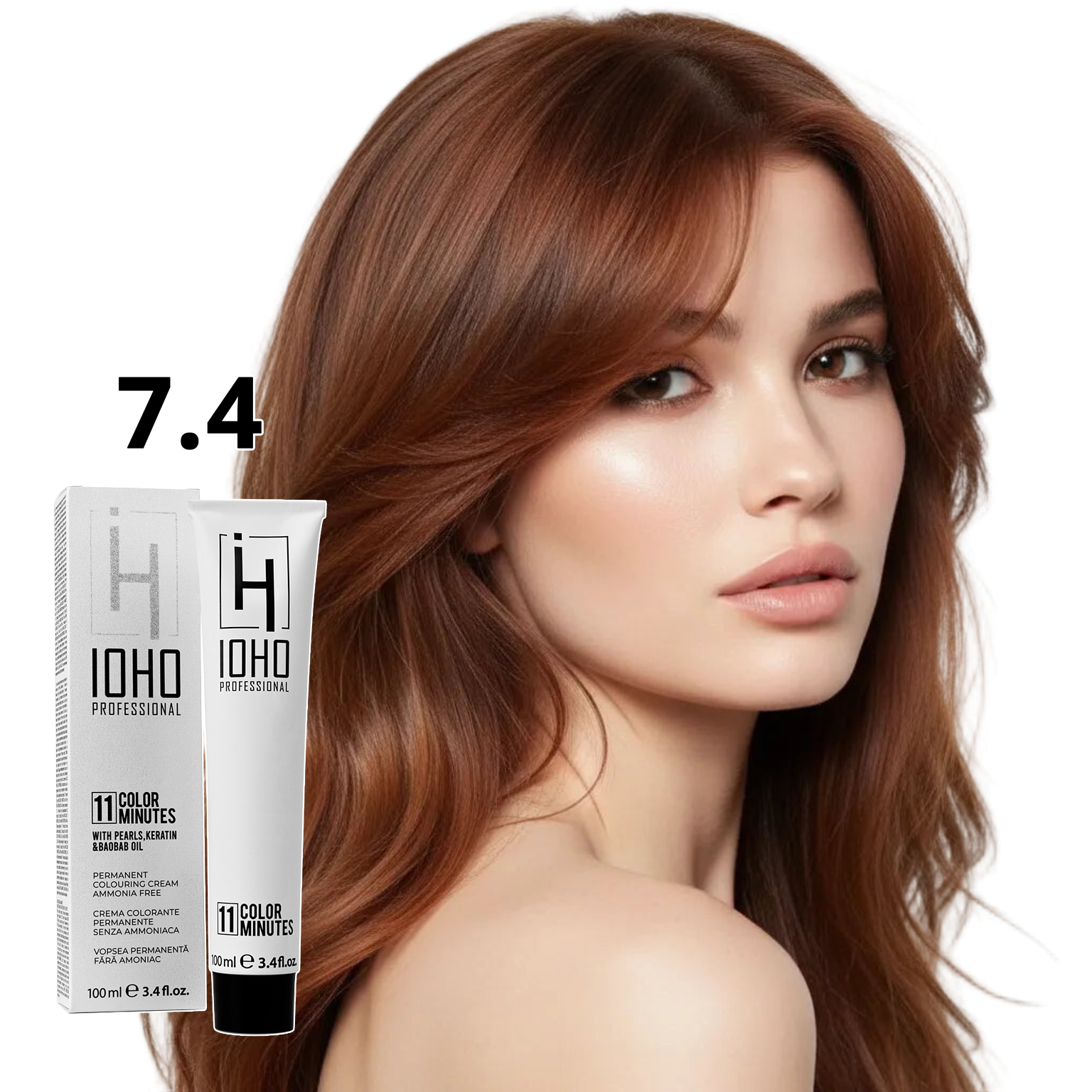 Vopsea de Par 7.4 Permanenta Fara Amoniac - Color 11 Minutes Blond Aramiu - Ioho Professional