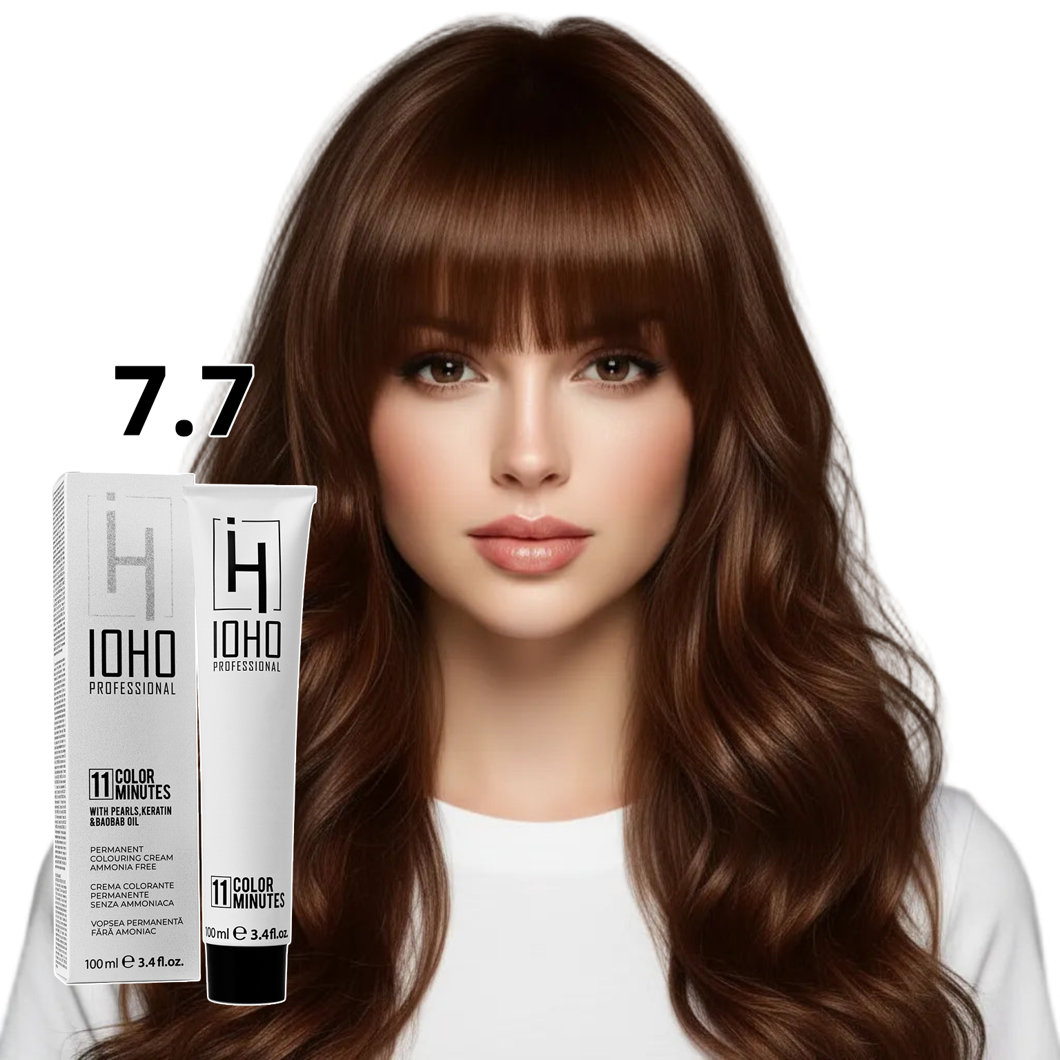 Vopsea de Par 7.7 Permanenta Fara Amoniac - Color 11 Minutes Blond Maroniu - IOHO Professional