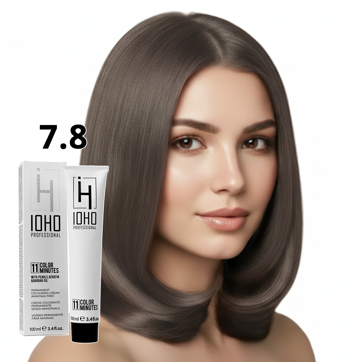 Vopsea de Par 7.8 Permanenta Fara Amoniac - Color 11 Minutes Blond Bej - Ioho Professional