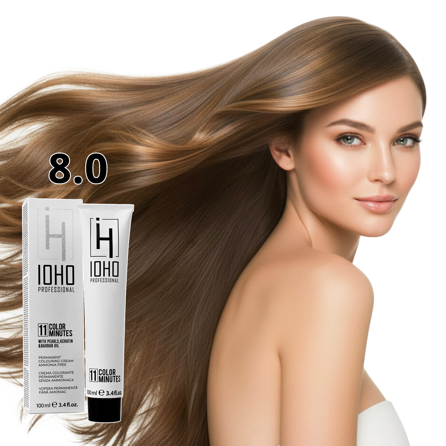 Vopsea de Par 8.0 Permanenta Fara Amoniac - Color 11 Minutes Blond Deschis - Ioho Professional