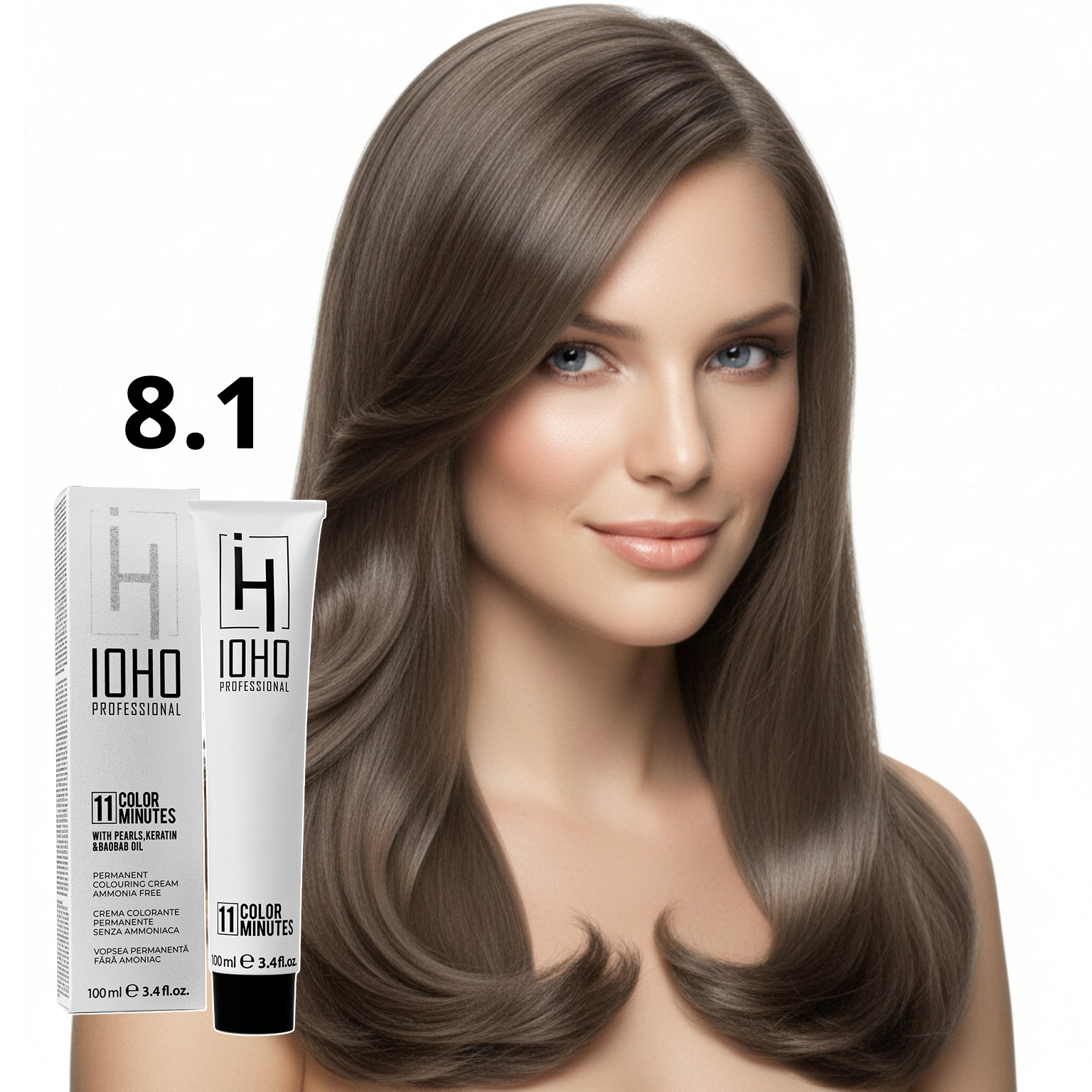 Vopsea de Par 8.1 Permanenta Fara Amoniac - Color 11 Minutes Blond Cenusiu Deschis - Ioho Professional