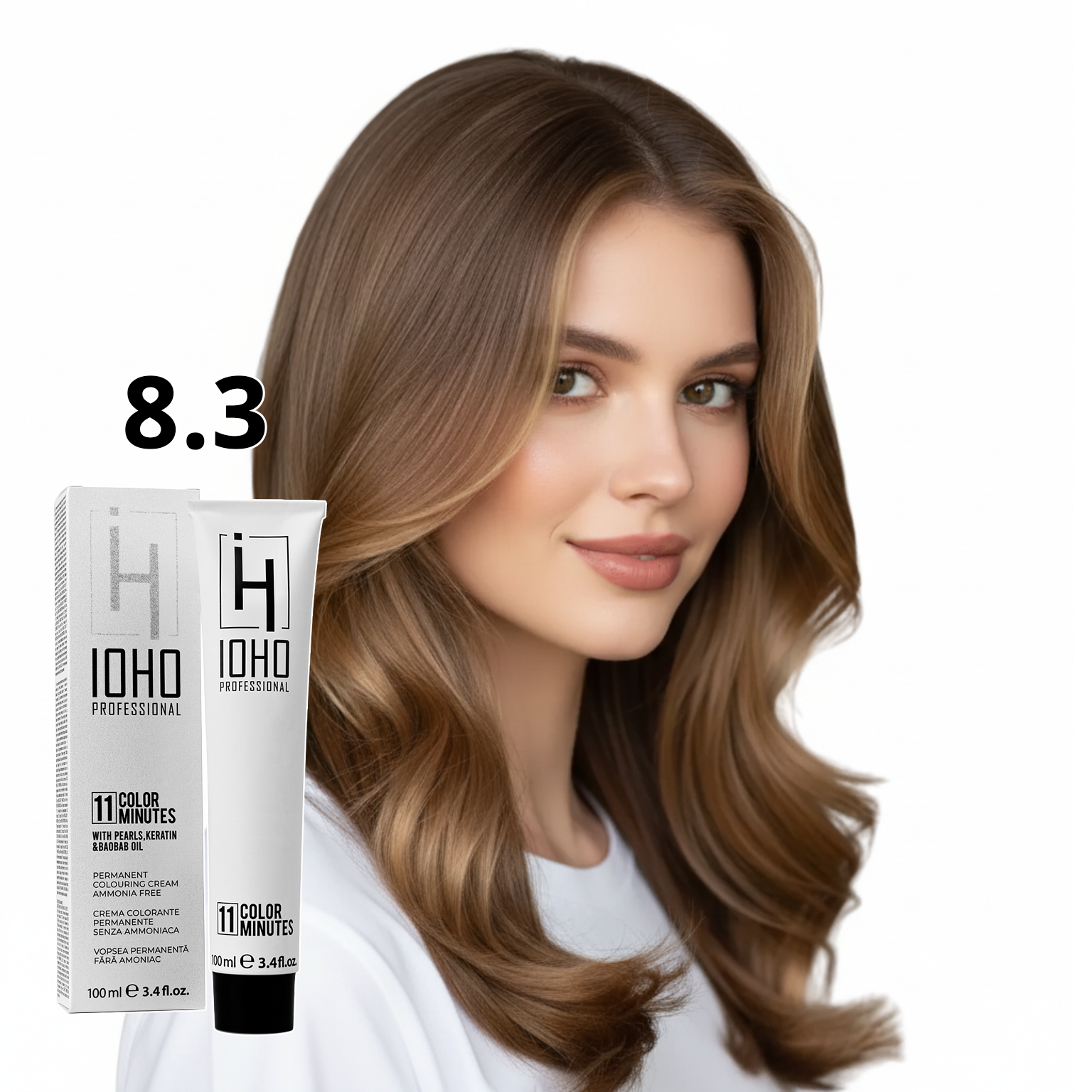 Vopsea de Par 8.3 Permanenta Fara Amoniac - Color 11 Minutes Blond Auriu Deschis - Ioho Professional